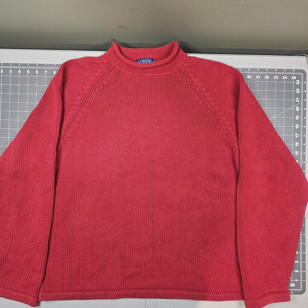 Vintage J Crew Roll Neck Sweater XL Red Collar 90s Preppy Jumper Knit Sailor
